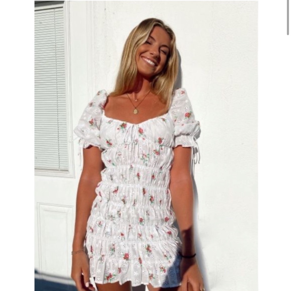 For Love & Lemons Tarte Eyelet Smocked Dress